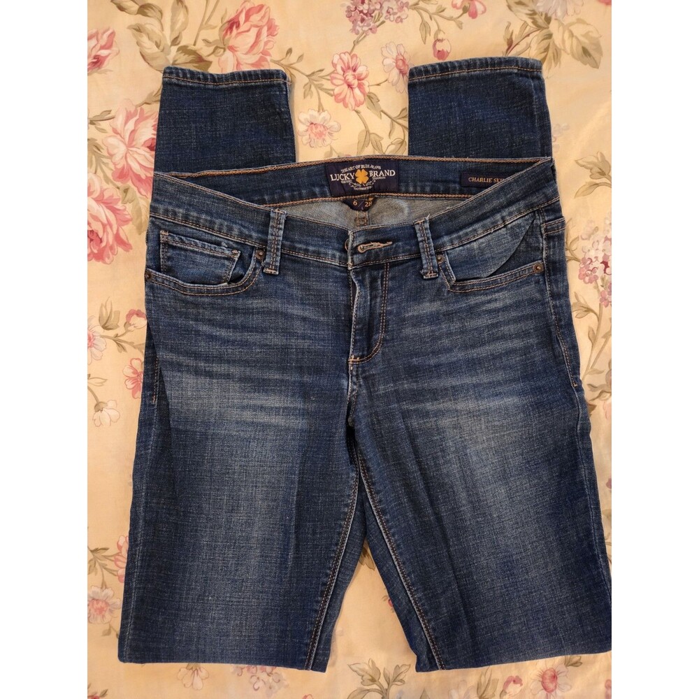 Lucky Brand Charlie Skinny Jeans Womens 6/28 Medium Wash Blue Denim Mid Rise